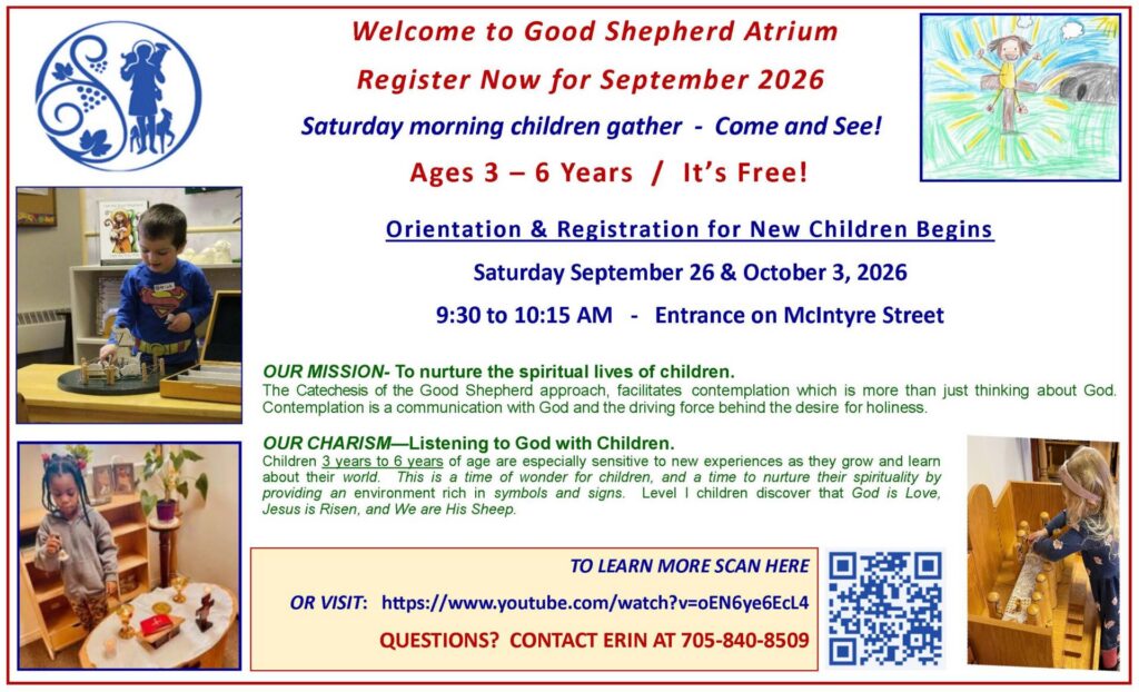 Good Shepherd Atrium Orientation and Registration September 26 and October 3 2026 for Children Aged 3-6