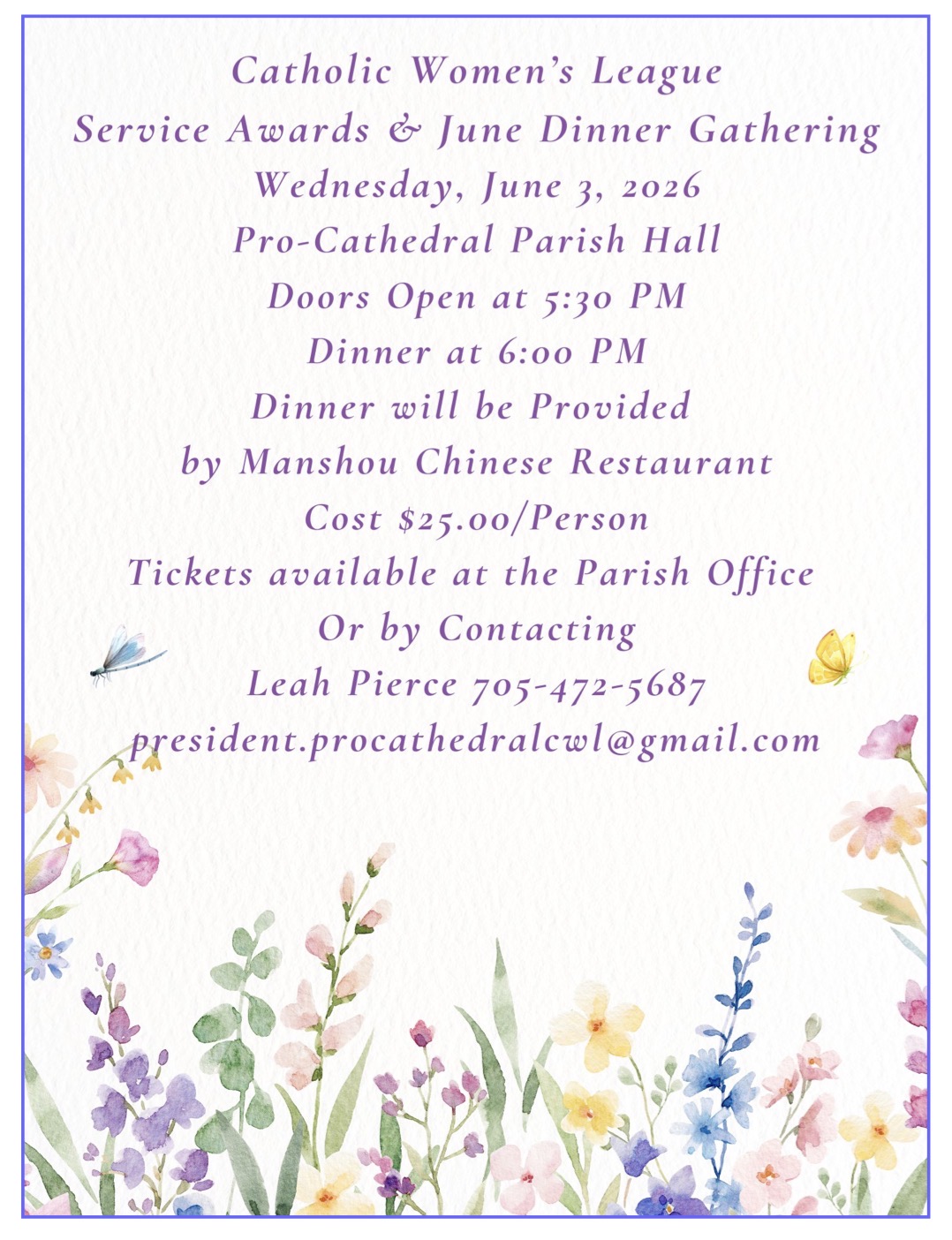 Catholic Women's League Service Awards & June Dinner Gathering